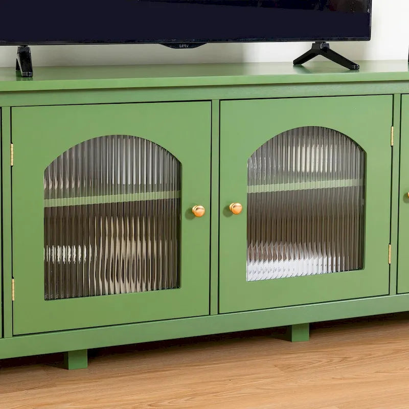 Meuble TV rétro 180 cm vert/blanc/bleu – Convient aux TV jusqu'à 70 pouces