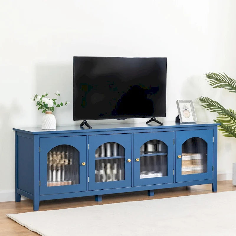 Meuble TV rétro 180 cm vert/blanc/bleu – Convient aux TV jusqu'à 70 pouces