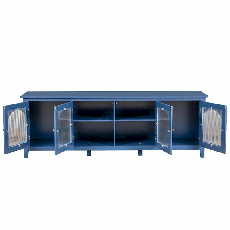 Meuble TV rétro 180 cm vert/blanc/bleu – Convient aux TV jusqu'à 70 pouces