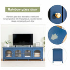 Meuble TV rétro 180 cm vert/blanc/bleu – Convient aux TV jusqu'à 70 pouces