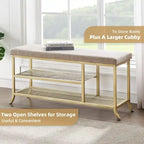 Banc de rangement pour chaussures en métal doré, style moderne, siège 1 personne