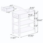 Table d'appoint étroite marron avec plateau relevable et étagère de rangement, pour 1 personne