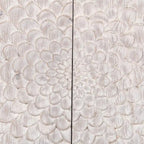 Bahut 4 portes crème, sculpté à la main, pin recyclé