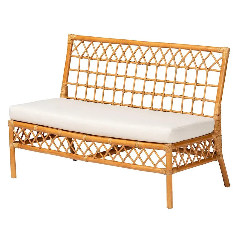 Banc de salle à manger Bohème en rotin couleur miel clair – Simple