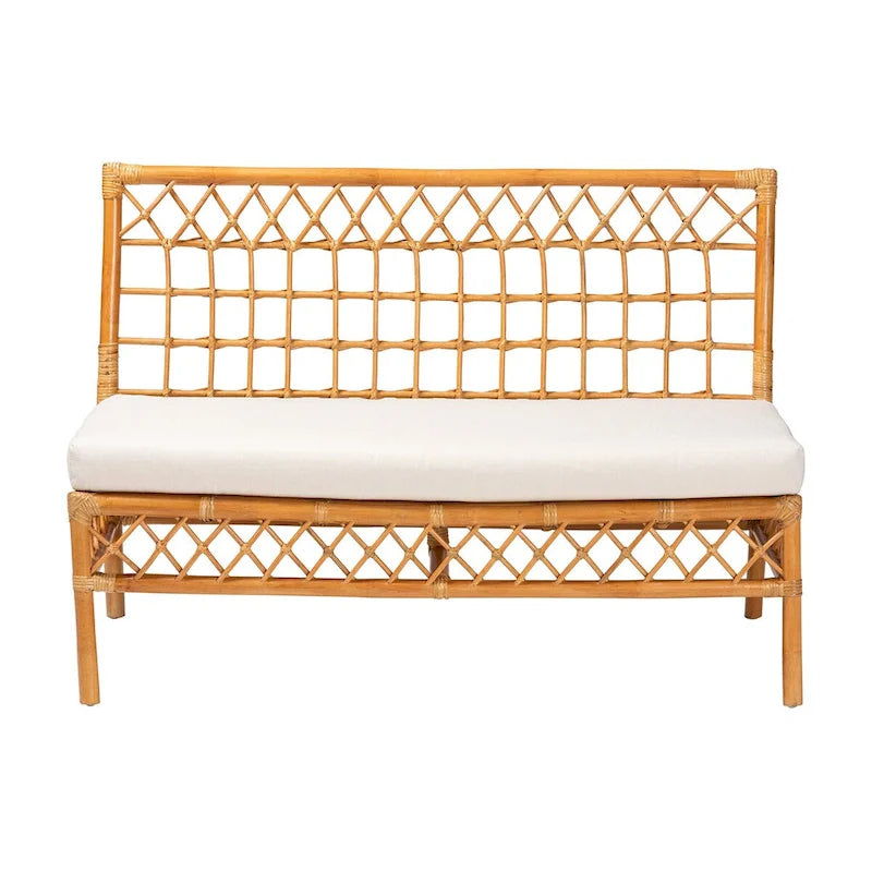 Banc de salle à manger Bohème en rotin couleur miel clair – Simple
