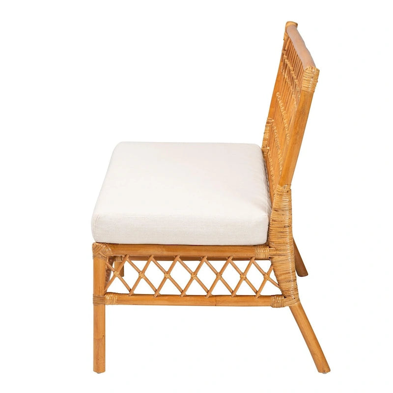 Banc de salle à manger Bohème en rotin couleur miel clair – Simple