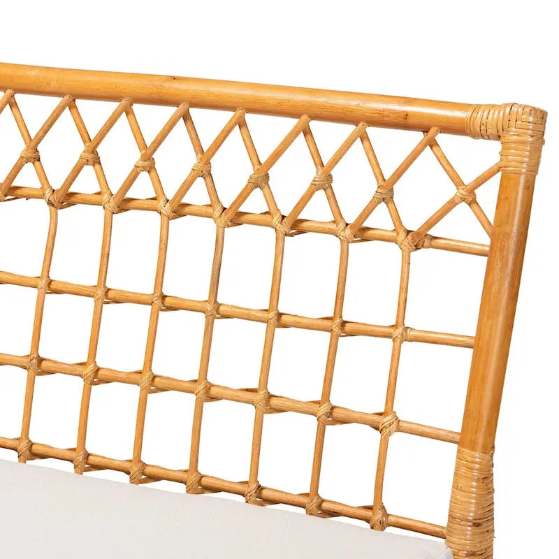 Banc de salle à manger Bohème en rotin couleur miel clair – Simple