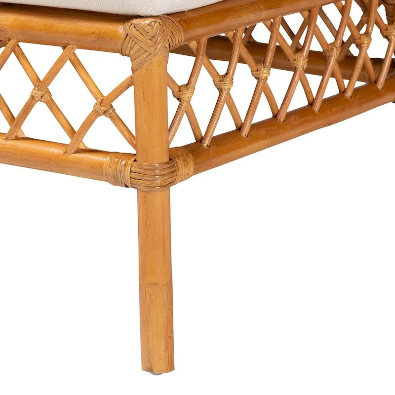 Banc de salle à manger Bohème en rotin couleur miel clair – Simple