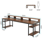 Bureau informatique double marron pour 2 personnes, 199,9 cm