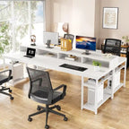 Bureau informatique double marron pour 2 personnes, 199,9 cm
