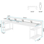 Bureau informatique double marron pour 2 personnes, 199,9 cm