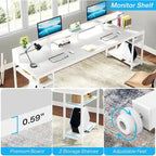 Bureau informatique double marron pour 2 personnes, 199,9 cm