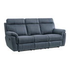 Canapé inclinable manuel 2 places en microfibre bleue