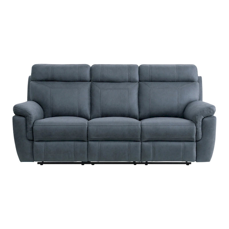 Canapé inclinable manuel 2 places en microfibre bleue