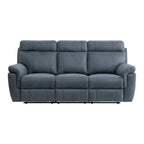 Canapé inclinable manuel 2 places en microfibre bleue