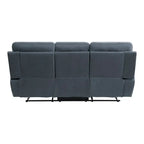 Canapé inclinable manuel 2 places en microfibre bleue