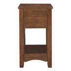 Table d'appoint avec 1 tiroir et étagère ouverte en bois brun, 1 personne