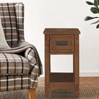 Table d'appoint avec 1 tiroir et étagère ouverte en bois brun, 1 personne