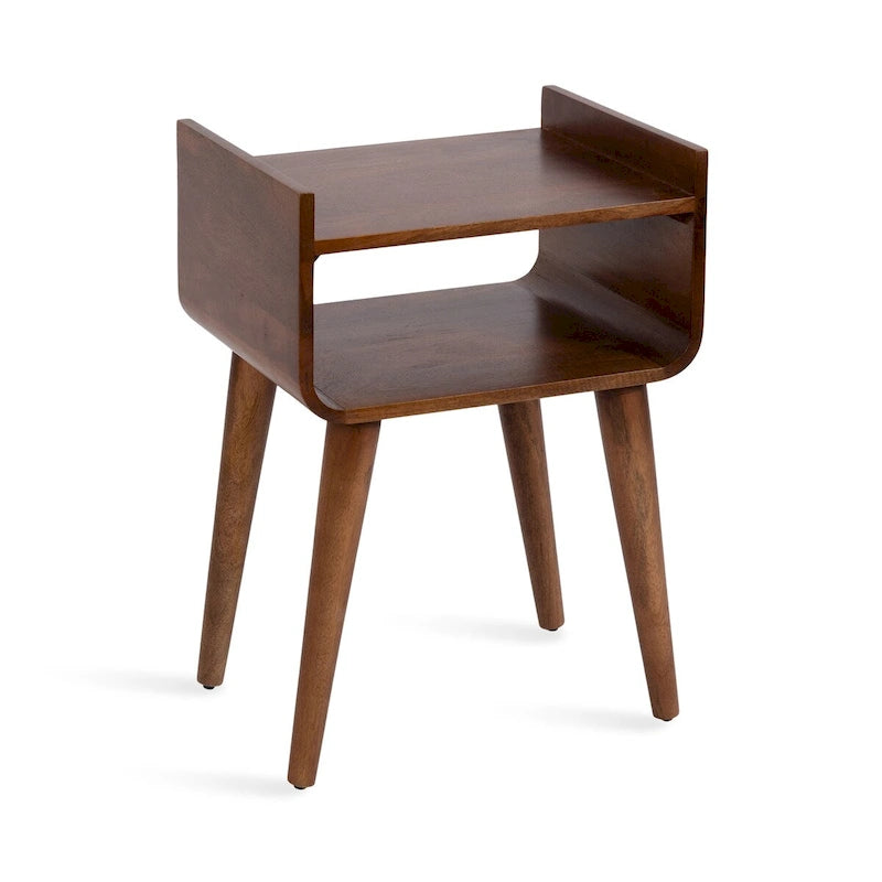 Table d'appoint en bois de manguier massif brun noyer, 18x14x27, 1 personne