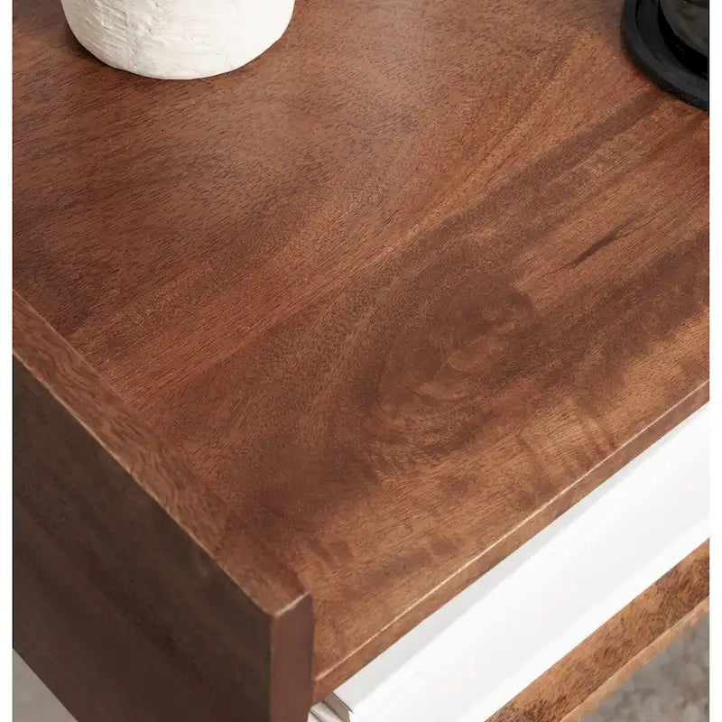 Table d'appoint en bois de manguier massif brun noyer, 18x14x27, 1 personne