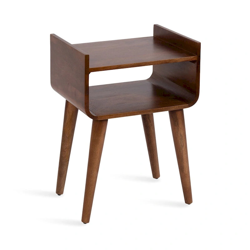 Table d'appoint en bois de manguier massif brun noyer, 18x14x27, 1 personne