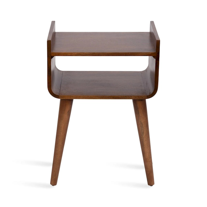 Table d'appoint en bois de manguier massif brun noyer, 18x14x27, 1 personne