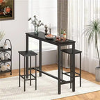 Table de Pub Style Industriel Hauteur Bar en Marbre Noir / Vintage / Blanc pour 2 Personnes