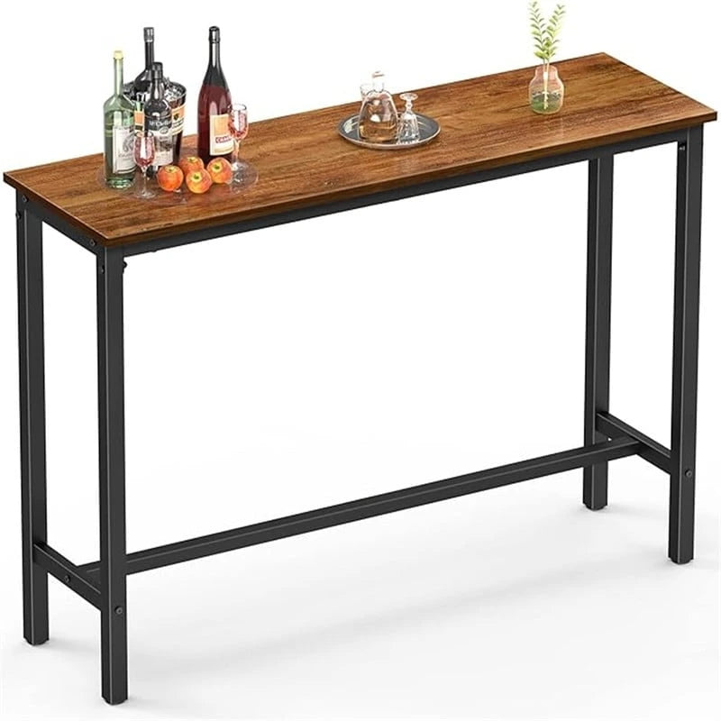 Table de Pub Style Industriel Hauteur Bar en Marbre Noir / Vintage / Blanc pour 2 Personnes