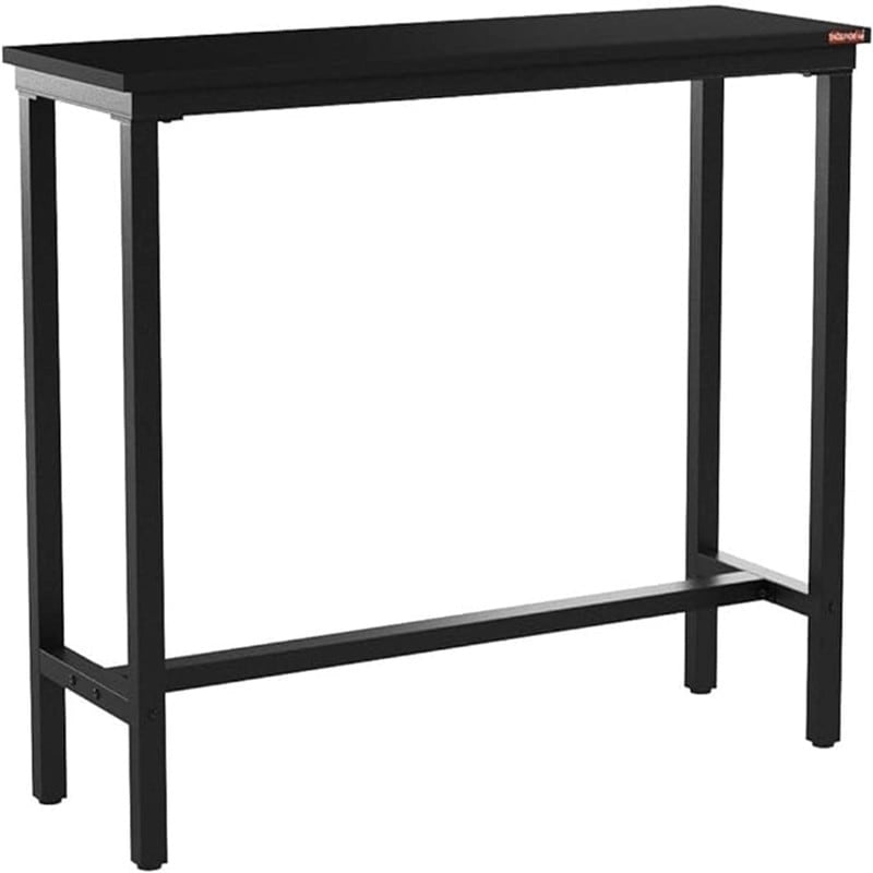 Table de Pub Style Industriel Hauteur Bar en Marbre Noir / Vintage / Blanc pour 2 Personnes