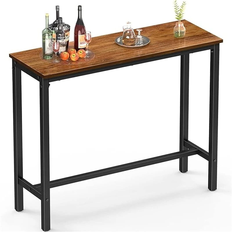 Table de Pub Style Industriel Hauteur Bar en Marbre Noir / Vintage / Blanc pour 2 Personnes