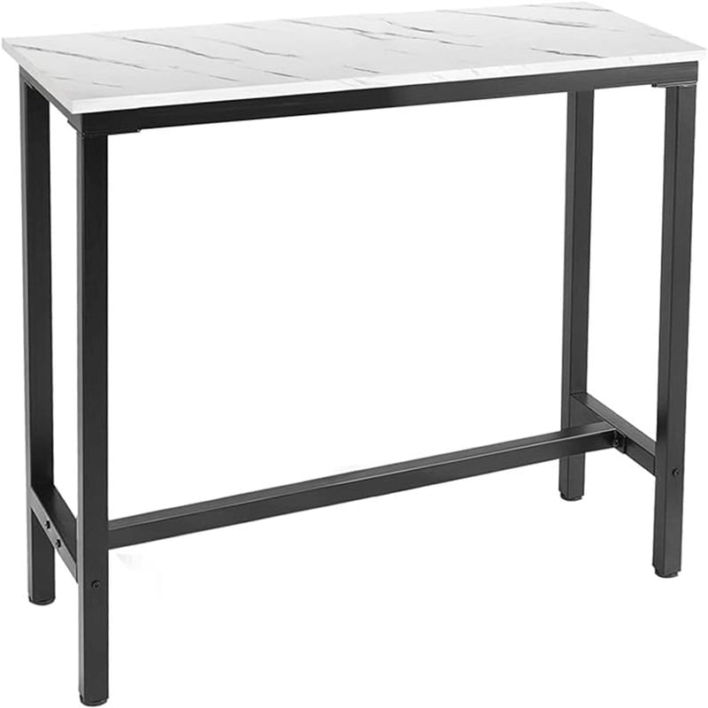 Table de Pub Style Industriel Hauteur Bar en Marbre Noir / Vintage / Blanc pour 2 Personnes