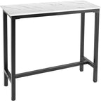 Table de Pub Style Industriel Hauteur Bar en Marbre Noir / Vintage / Blanc pour 2 Personnes