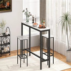 Table de Pub Style Industriel Hauteur Bar en Marbre Noir / Vintage / Blanc pour 2 Personnes