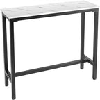 Table de Pub Style Industriel Hauteur Bar en Marbre Noir / Vintage / Blanc pour 2 Personnes