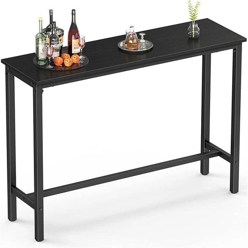 Table de Pub Style Industriel Hauteur Bar en Marbre Noir / Vintage / Blanc pour 2 Personnes