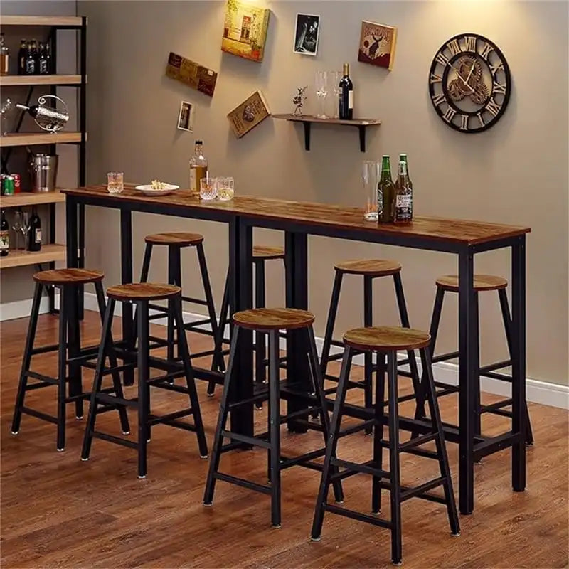 Table de Pub Style Industriel Hauteur Bar en Marbre Noir / Vintage / Blanc pour 2 Personnes