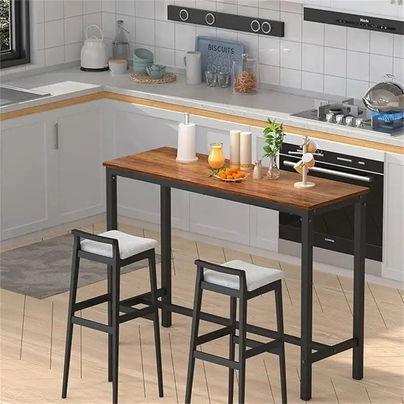 Table de Pub Style Industriel Hauteur Bar en Marbre Noir / Vintage / Blanc pour 2 Personnes