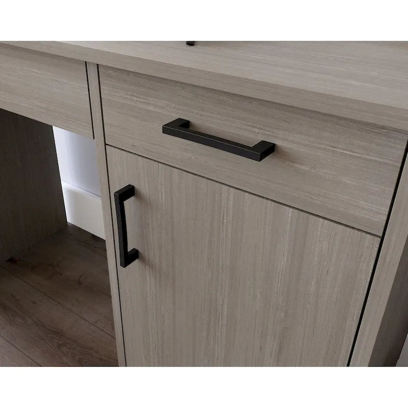 Bureau d'ordinateur en sycomore argenté / chêne d'été avec tiroirs – 1 personne