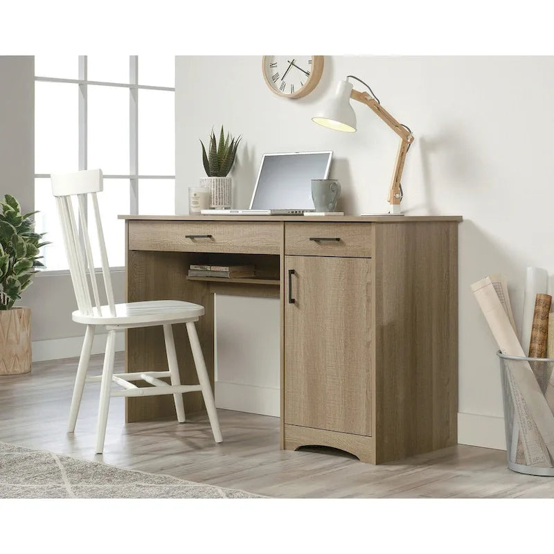 Bureau d'ordinateur en sycomore argenté / chêne d'été avec tiroirs – 1 personne