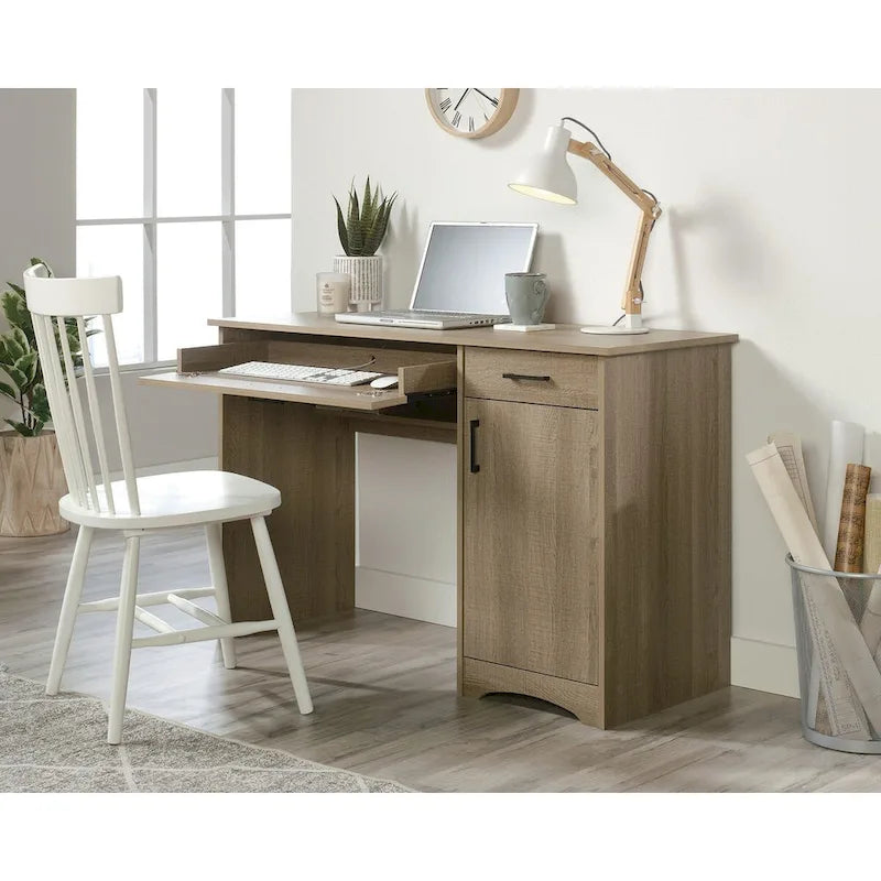 Bureau d'ordinateur en sycomore argenté / chêne d'été avec tiroirs – 1 personne