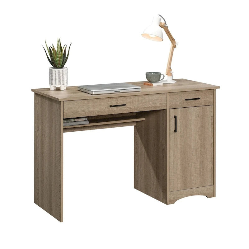 Bureau d'ordinateur en sycomore argenté / chêne d'été avec tiroirs – 1 personne