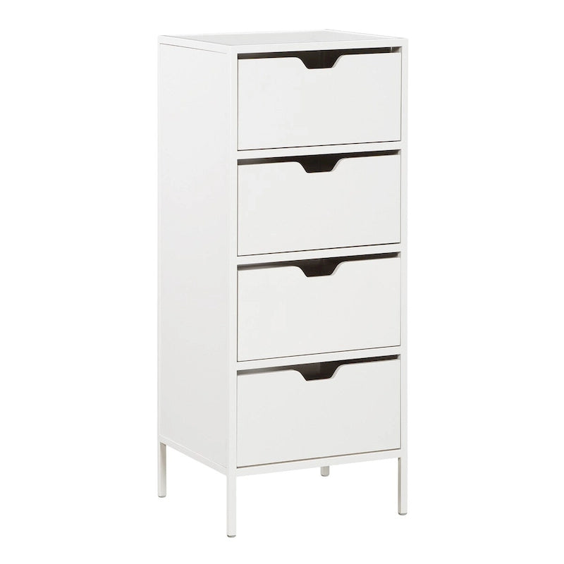 Commode à 4 tiroirs – Blanc / Chêne, Simple