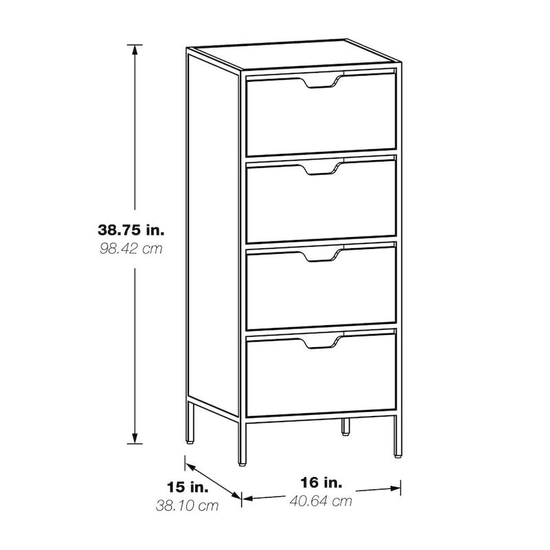 Commode à 4 tiroirs – Blanc / Chêne, Simple