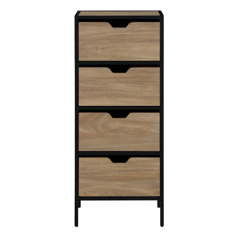 Commode à 4 tiroirs – Blanc / Chêne, Simple