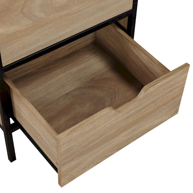 Commode à 4 tiroirs – Blanc / Chêne, Simple