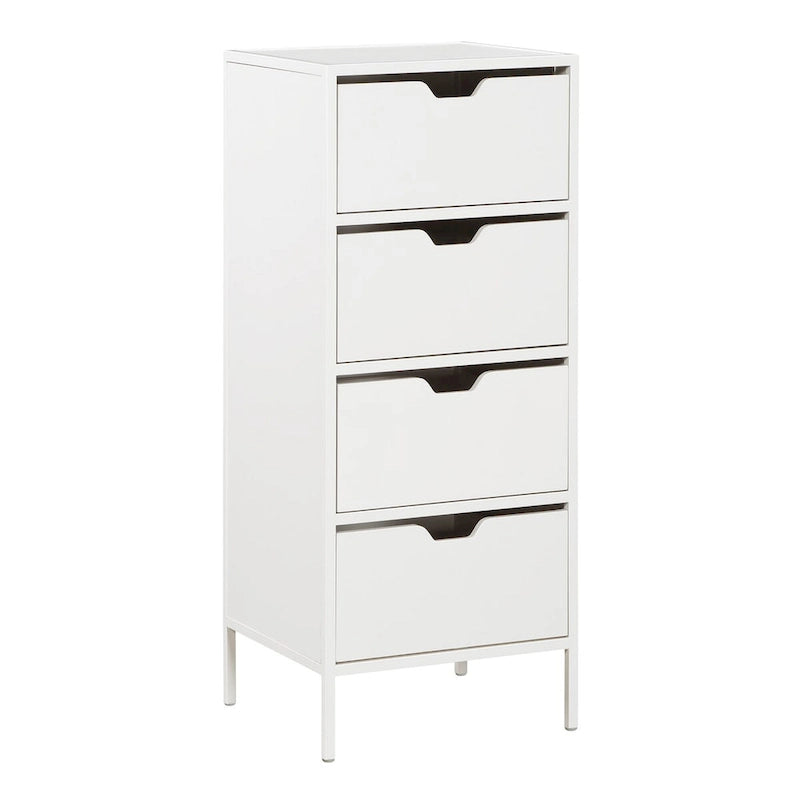 Commode à 4 tiroirs – Blanc / Chêne, Simple