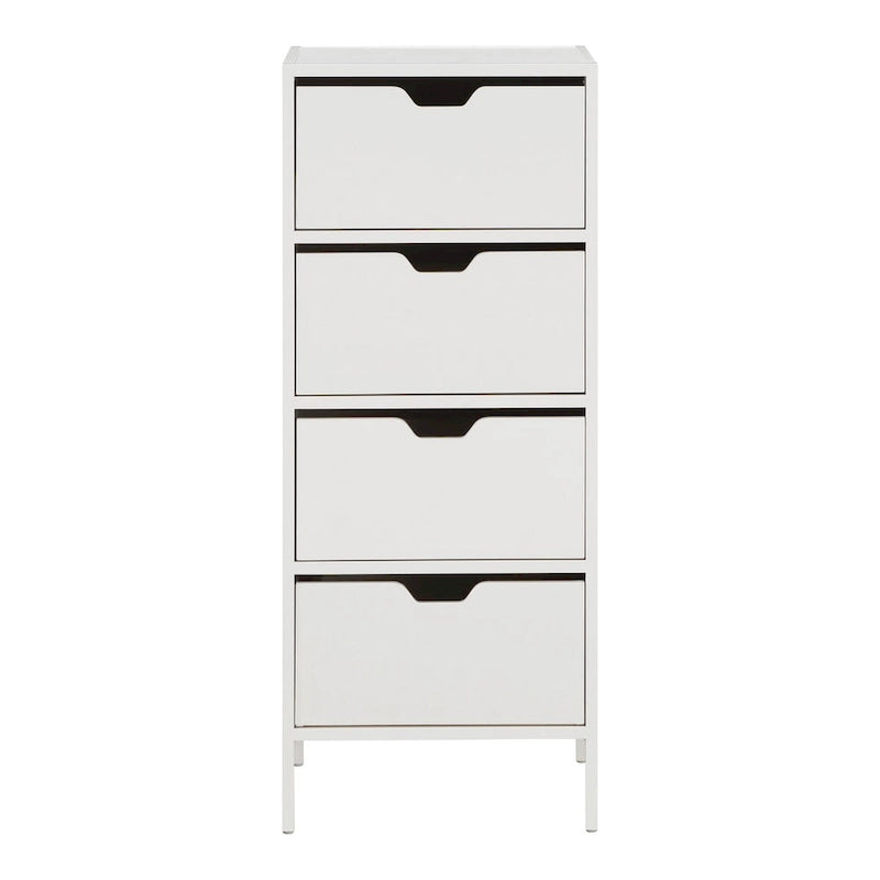 Commode à 4 tiroirs – Blanc / Chêne, Simple