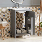 Meuble-lavabo gris/blanc de 20 po avec une vasque pour 1 personne