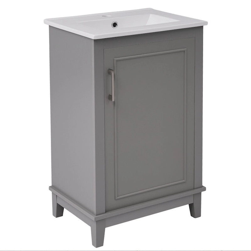 Meuble-lavabo gris/blanc de 20 po avec une vasque pour 1 personne