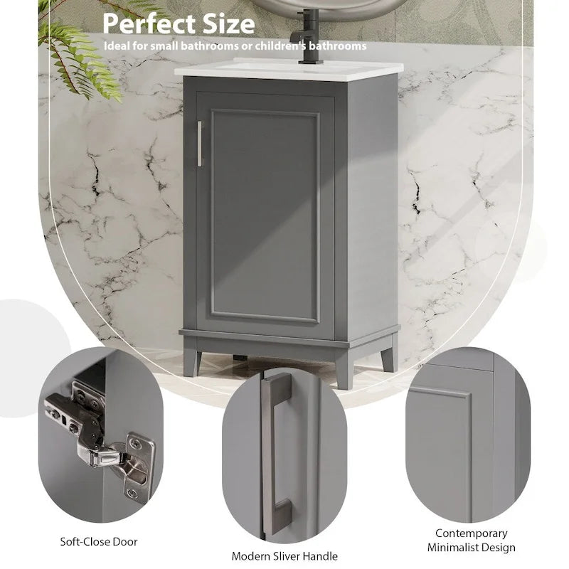Meuble-lavabo gris/blanc de 20 po avec une vasque pour 1 personne